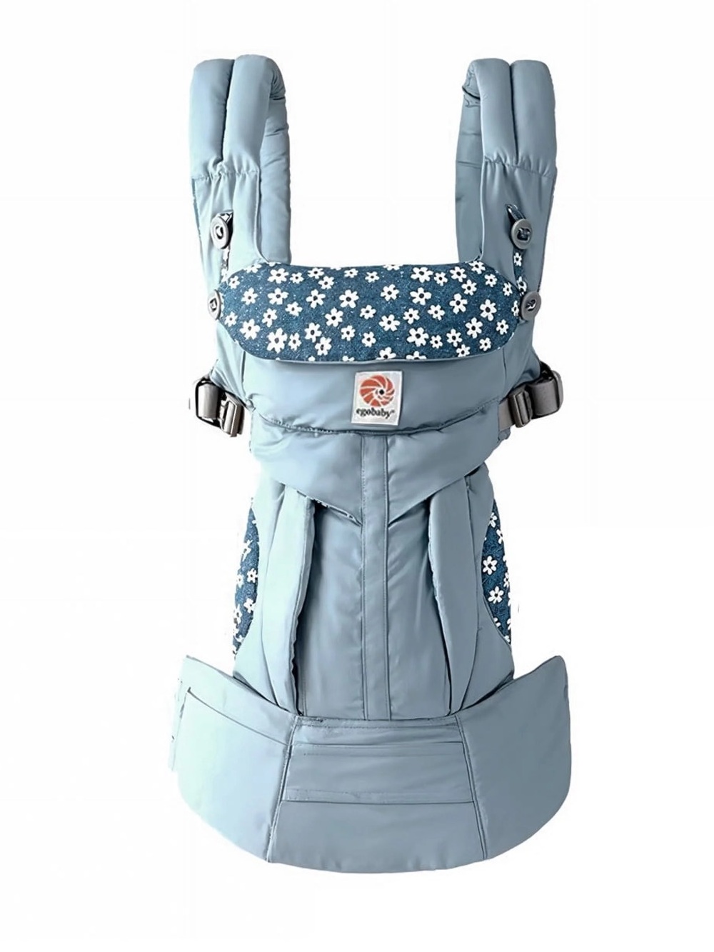 Ergobaby Light Blue  Carrier with White Floral Accent